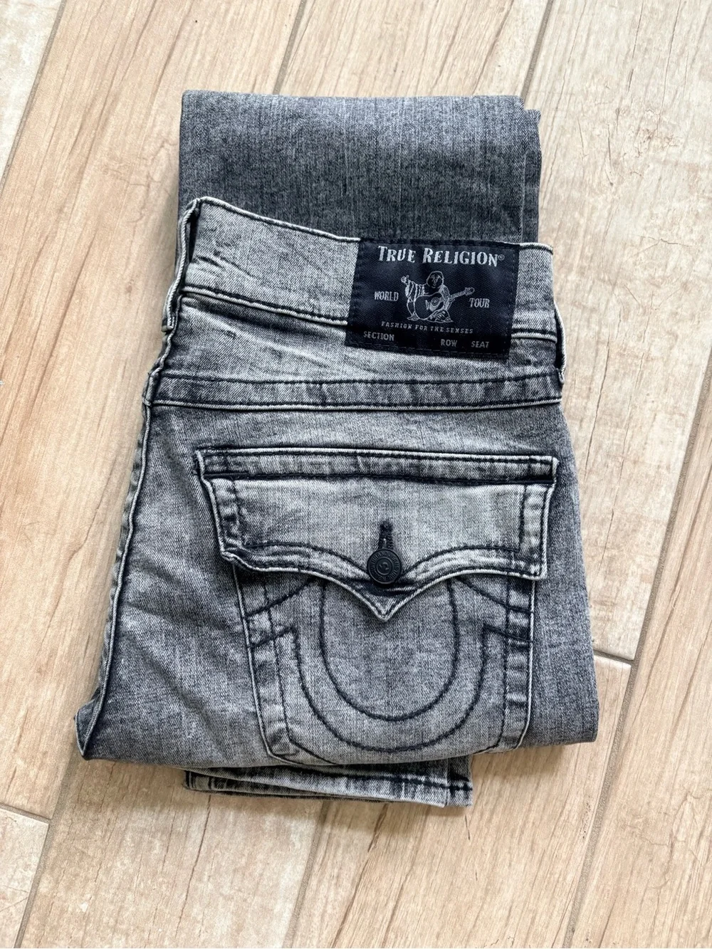 True Religion Men’s Wolf Grey Rocco Relaxed Skinny Jeans